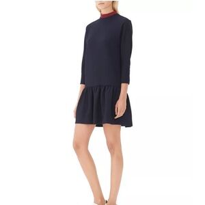 Sandro Navy Mini Dress with Red Collar